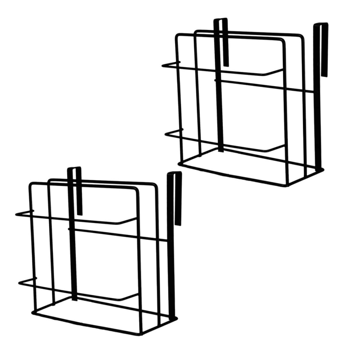 Organiseur de porte d'armoire de cuisine noir pour le rangement des torchons en lot de 2