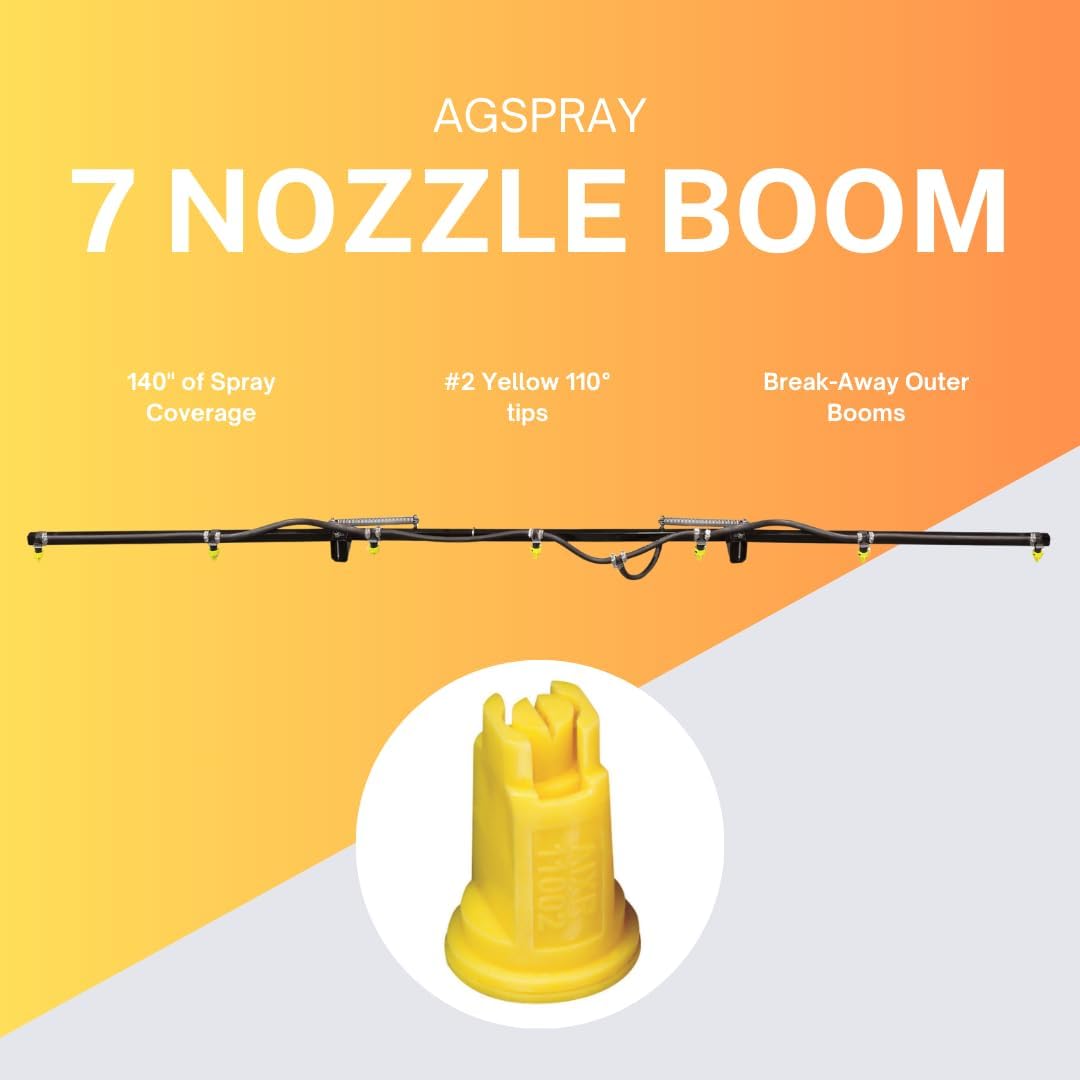 45 Gallon UTV Sprayer | 7-Nozzle Folding Boom Broadcast Sprayer (140ft Coverage) | 4.0 GPM High-Flo 12V Pump & Deluxe Spot Spray Gun for Pastures, Food Plots & Large Acreage
