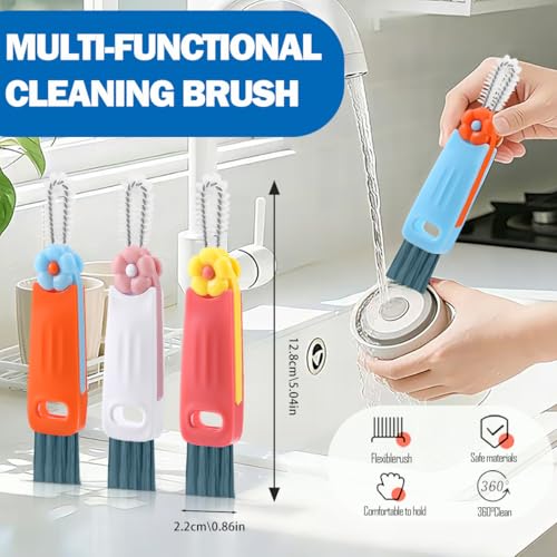 Image of 3 in 1 Cup Lid Cleaning Brush, 8PCS Multifunctional Crevice Cleaning Brush for Tumbler Water Bottle Lid, Deep Clean Tool for Home Kitchen, Red, Blue, White, Orange