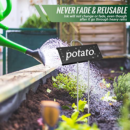 Choicare 30-Pack Metal Plant Labels, 3.5'' X 1.2'' Garden Markers Signs Labels, Reusable Garden Labels Plant Tags, Weatherproof Garden Signs For Vegetables Black #TOP1
