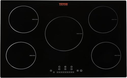 VEVOR Placa eléctrica, 5 quemadores, estufa de inducción de 30 pulgadas, estufa magnética integrada de 9200 W, quemador multifuncional de 9 niveles