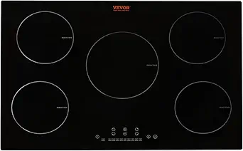 VEVOR Electric Cooktop, 5 Burners, 30'' Induction Stove Top, Built-in Magnetic Cooktop 9200W, 9 Heating Level Multifunctional Burner, LED Touch Screen w/Child Lock & Over-Temperature Protection