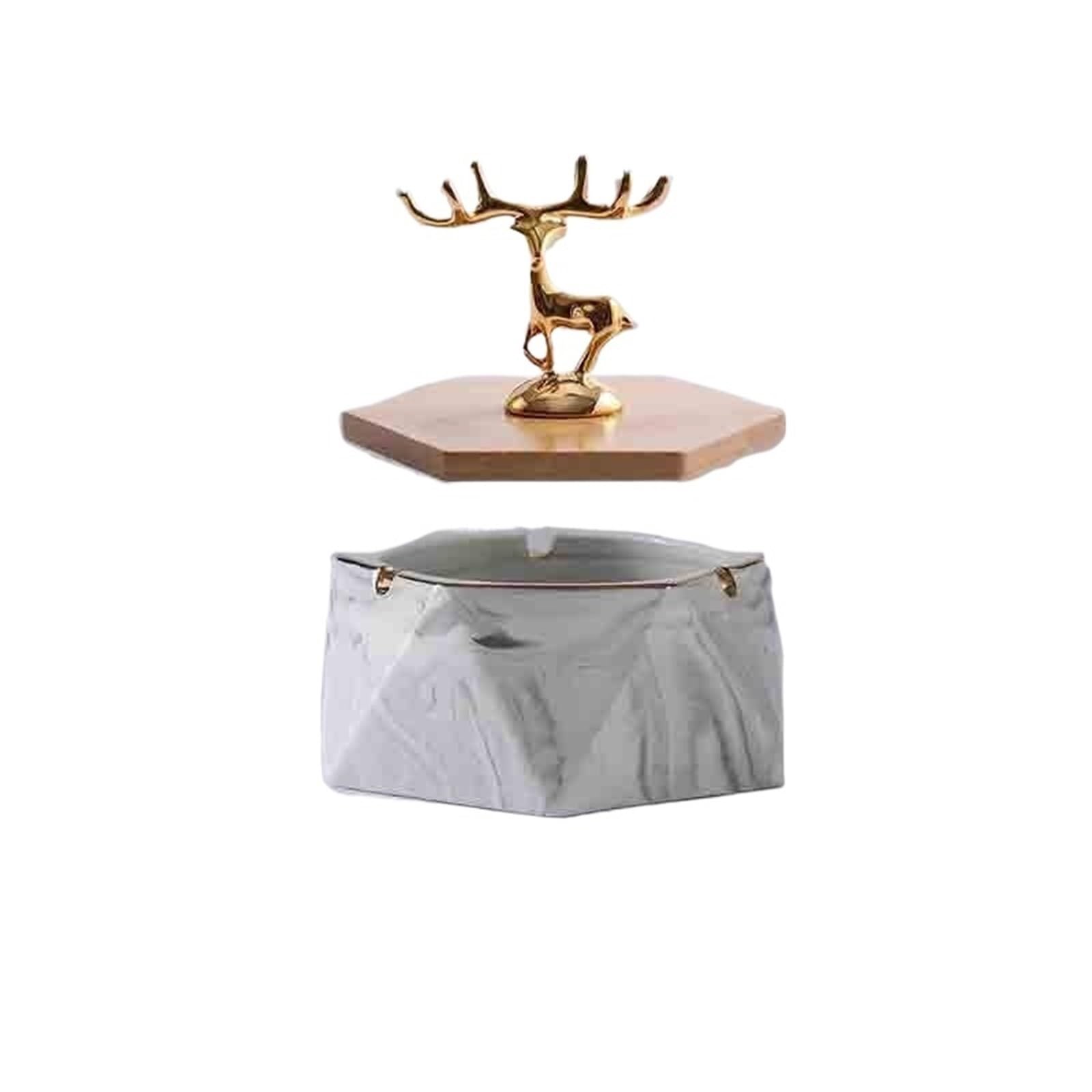 Cigarettes Ashtrays Ceramic Ashtray with Lid for Office Indoor Use(White)