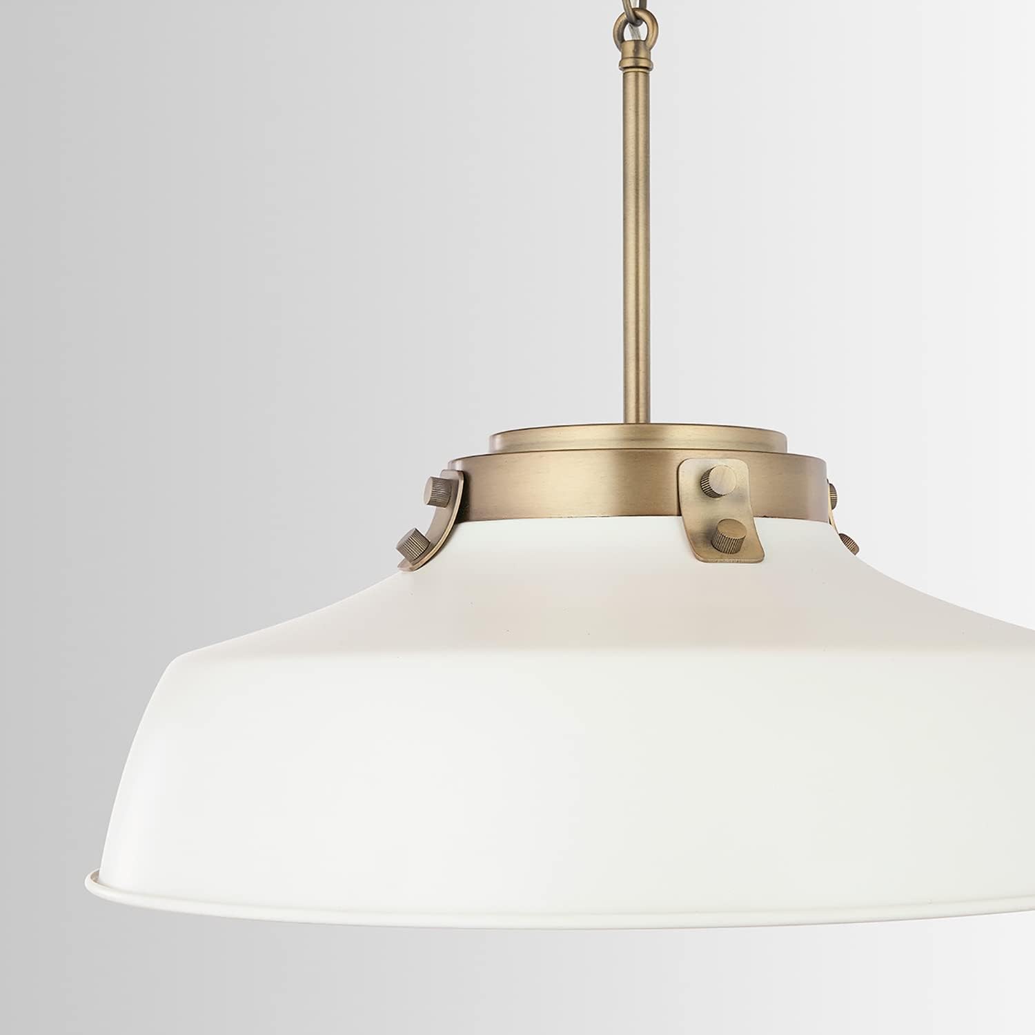 Austin Allen 9D330A Oakwood Urban/Industrial Metal Shade Pendant Lighting Fixture, 1-Light 100 Watt, 7" H x 18" W, Matte White