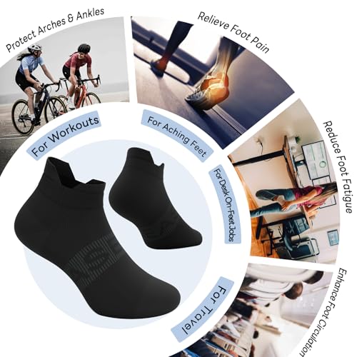 Ankle Compression Socks for Men and Women, 6 Pairs Low Cut Athletic Running Sock with Arch Support and Heel Tab2