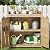 Gizoon Outdoor Potting Bench with Metal Tabletop, Outdoor Garden Patio Wooden Storage Cabinet with Adjustable Shelf, Double Doors Garden Work Bench for Backyard, Patio, Lawn - Natural