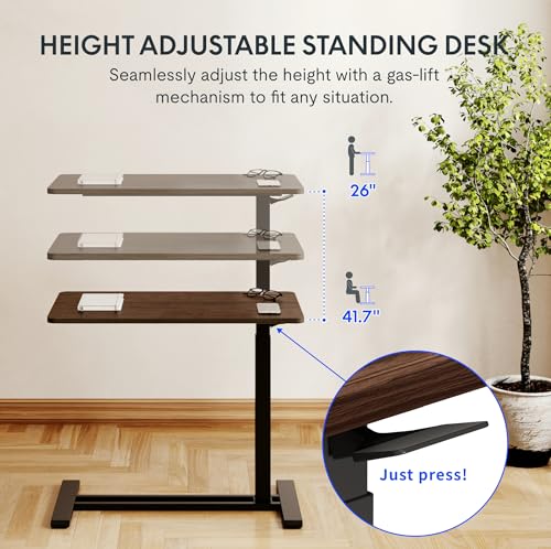 FLEXISPOT Adjustable C Table with Wheels, Mobile Snack Side End Table Sofa Couch Bedside Table Laptop Rolling Cart TV Tray Night Stand for Small Space Side Table(27.6" W x 15.7" D,Rustic Brown)