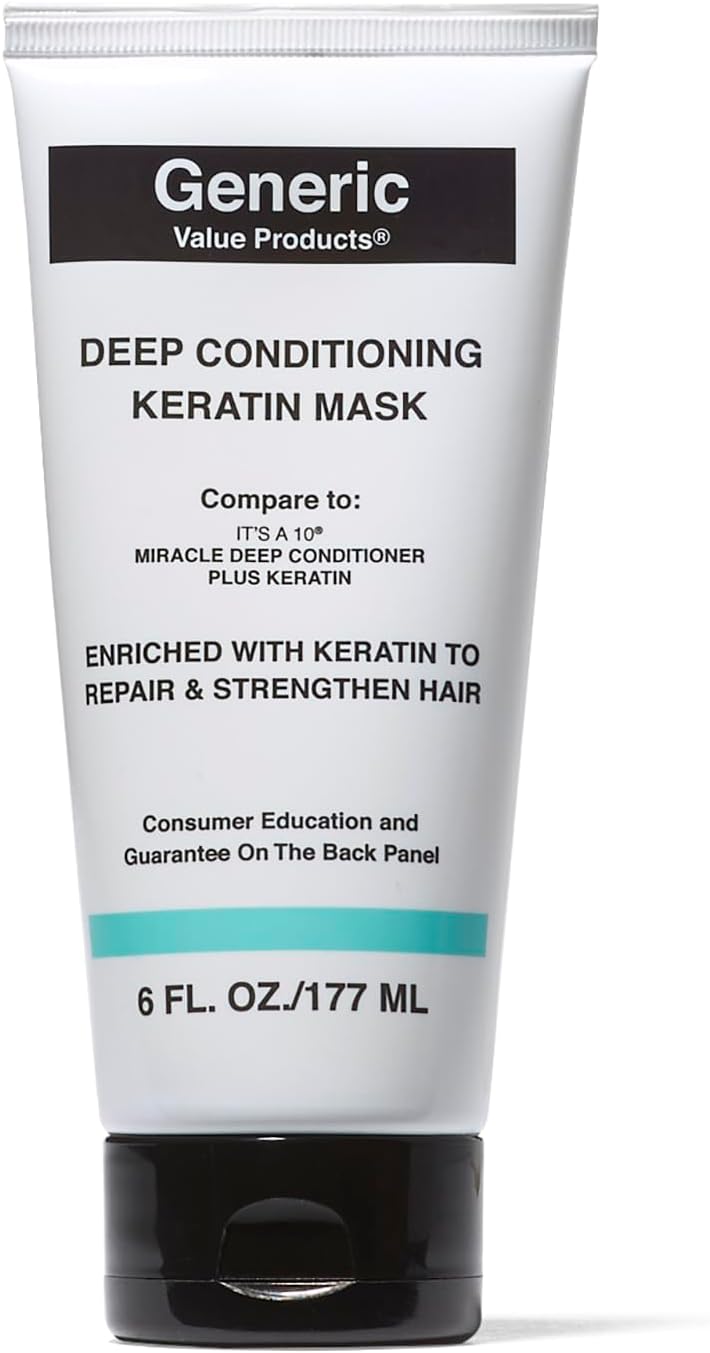 Generic Value Products Deep Conditioning Mask Plus Keratin, Adds Shine, Protects Hair Color, Helps Prevent Heat Damage, Detangles, 6 Oz