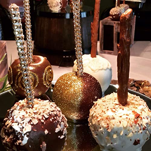 36 Pcs Rhinestone Bling Bamboo Candy Apple Sticks 6 Inch For Cake Pop Chocolate Caramel Apple Skewers Buffet Party Favor Candy Making Accessories,Purple, Gold+Silver+Rose Red #TOP5