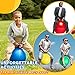Lewtemi 6 Pcs Hopper Ball Carnival Outdoor Games 15 Inch Jumping Hopping Inflatable Bouncing Ball with Handle and Air Pump for Kids Sport Exercise (Red, Blue, Green, Pink, Yellow, Purple)