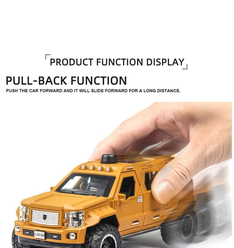 Image of Play Boy 1:24 G Patton Model Diecast Metal Alloy Pullback Toy Vehicle with Openable Doors Light and Music Car for Kids (Multicolor)