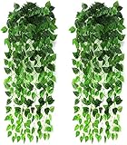 Tamaño de la cantidad: el paquete incluye 2 plantas colgantes artificiales, cada hiedra tiene 9 ramas y cada planta mide aproximadamente 40 pulgadas. La cabeza de la rama es flexible.