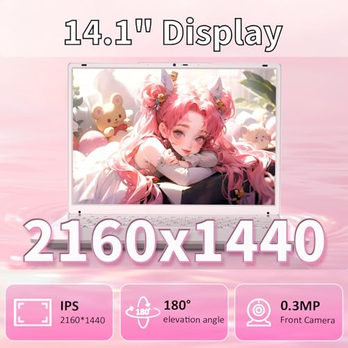 Image of 14.1 inch Laptop Computer, 4-Core N5105 Processor, 8GB RAM, 256GB SSD, Traditional Notebook PC with 2K Display, Backlit Keyboard, Fingerprint, Webcam, Win11 Pro Laptops for Home Work Study, T140J