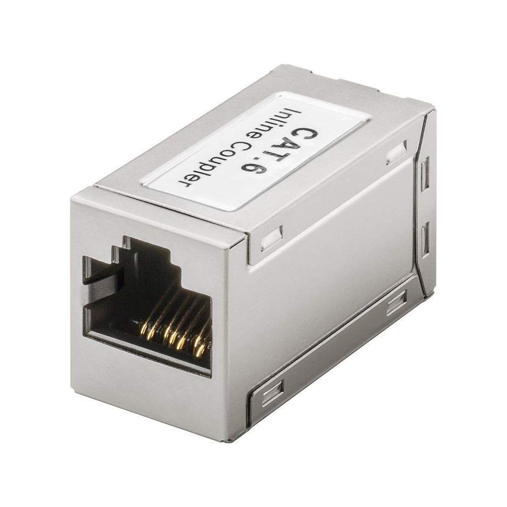 Goobay RJ45 Kupplung CAT 6 – geschirmter Vollmetallverbinder, 1:1-Verlängerung, PoE+-fähig