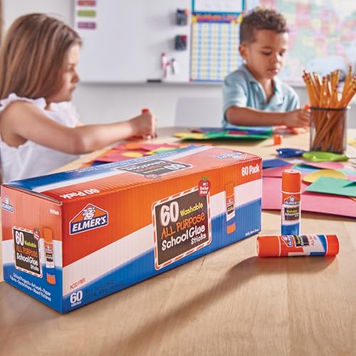 Image of Elmer's All Purpose School Glue Sticks, Acid-Free and Washable, 7 Grams, 60 Count - Arts & Crafts, Projects, #1 Teacher Brand