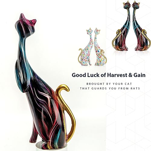 masteymoh 2 Pieces Art Resin Sculpture Statue Cats - Image 3