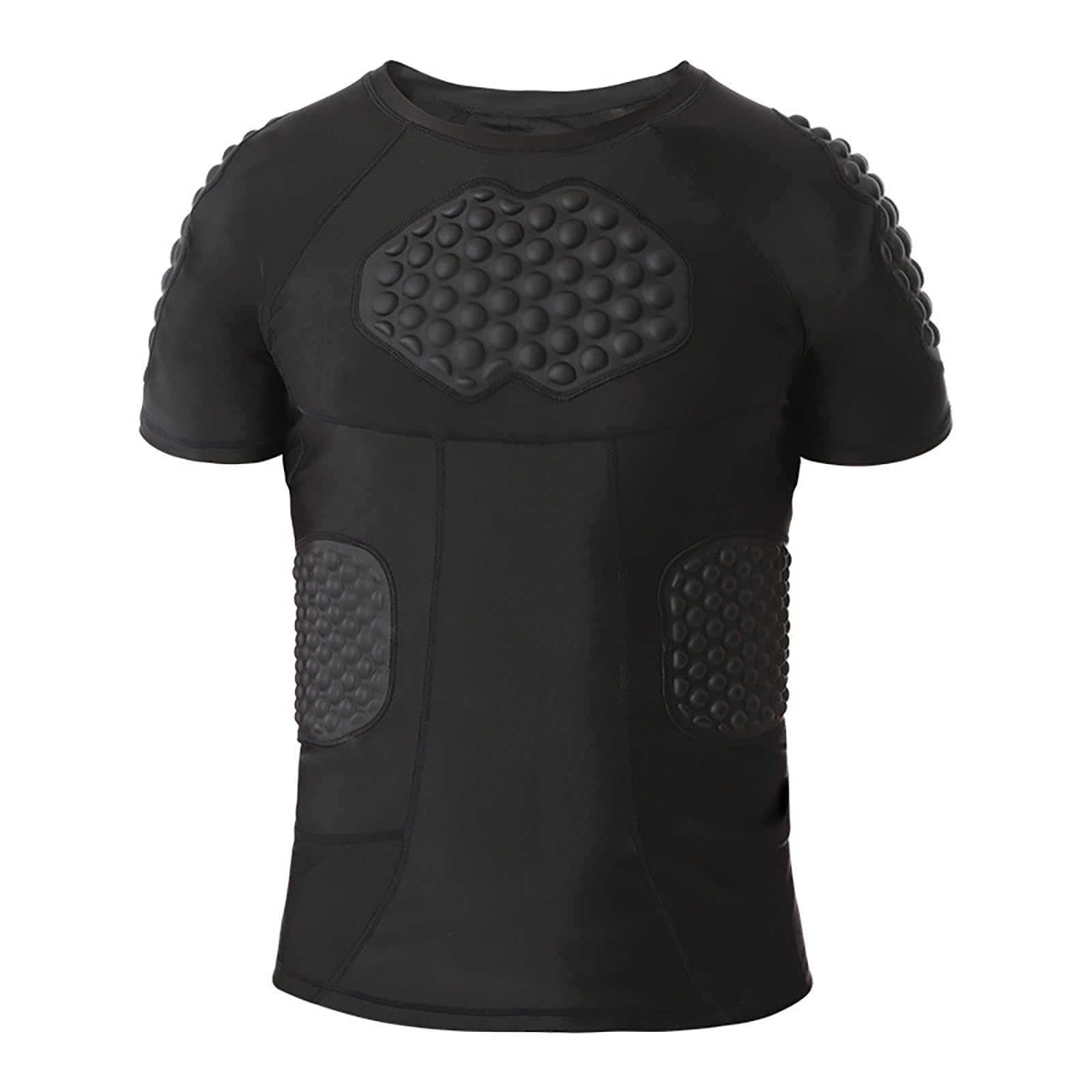 T-shirt de compression rembourré à manches courtes pour homme - Séchage rapide - Respirant - Protection contre les chocs - Protection complète - T-shirt de compression pour football, rugby, basketball