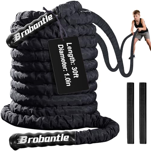 Brobantle Battle Rope 1 Inch Diameter,30FT Exercise Workout Ropes for Home Gym Heavy Weighted Training Rope for Working Out