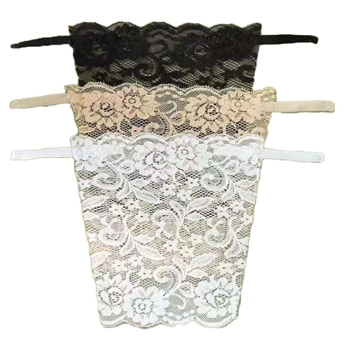 nandraj Deep Neck Cleavage Cover Cotton Clip Mock Cami Secret Lace Net Camisole for Women Free Size Pack of 3 Black White Beige-picture-33