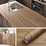 Livelynine Wood Vinyl Wrap for Kitchen Worktop Waterproof Worktop Vinyl Covering Brown Wood Effect Sticky Back Plastic for Furniture Cupboards Table Top Self Adhesive Wallpaper Wood Effect 40CMx2M
