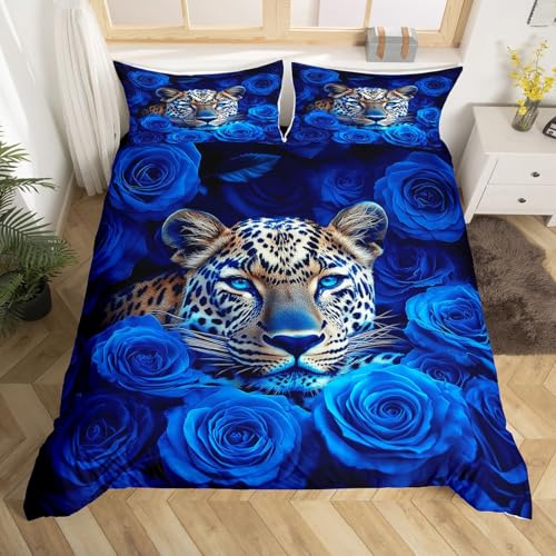 Feelyou housse couette léopard animaux enfants queen 3 pcs