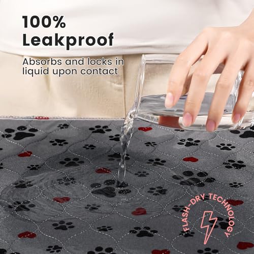 Image of Washable Pee Pads for Dogs,4 Pack Extra Large 24 inchx24 inch Super Absorbent Reusable Puppy Pads,Non-Slip 100% Waterproof Dog Pee Pads,Pet Training Pads for Couch, Crate,Potty Training,Floor