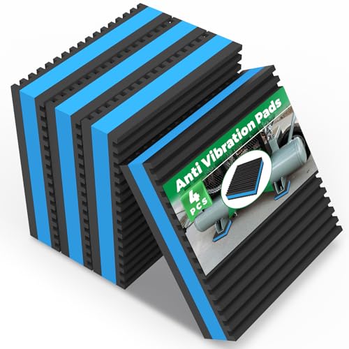 Forestchill Anti-Vibrations-Pads, 10.2x10.2x2.2 cm, geriffeltes Gummi mit blauem Schaumstoff-Isolationspad für LKW, Waschmaschine und Trockner,...