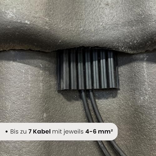 2 x Dachdurchführung Solar (bis zu 7 Kabel mit 6 mm² Dicke) - PV Kabeldurchführung für Solaranlage auf Ziegeldach - Solar-Kabeldurchführung Wasserdicht - Durchführung für Solarkabel (0% MwSt.)