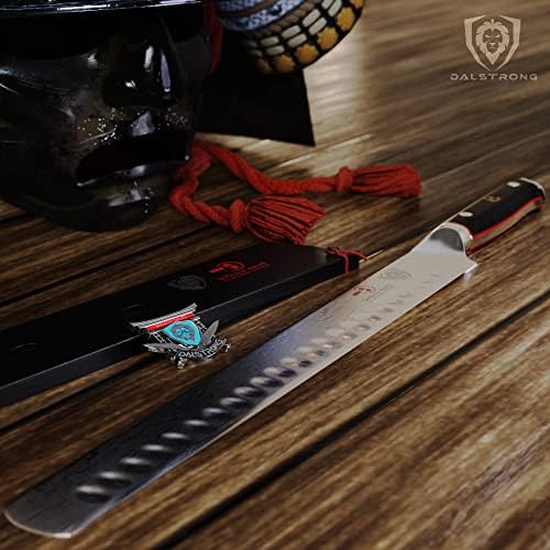DALSTRONG Slicing Carving Knife - 12" (30,5 cm) Granton Edge - Shogun Series - Japanese AUS-10V Super Steel - Damascus - Vacuum Treated - Sheath Included