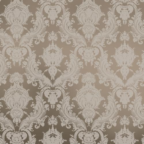 Tempaper Textured Beige Damsel Removable Peel and Stick Damask Wallpaper,