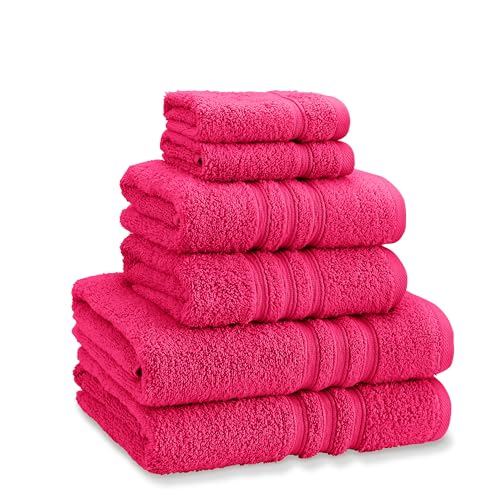 Catherine Lansfield Zero Twist Cotton 6 Piece Towel Bale Set Hot Pink