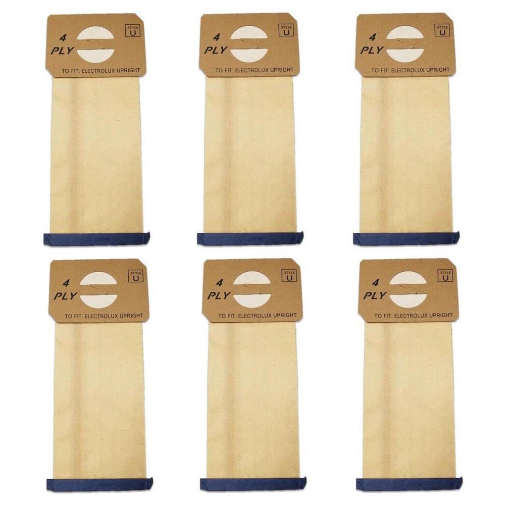 6 Pack Replacement Upright Vacuum Bag for Electrolux Type U for Eureka SC6600 for Sanitaire UP-1 P1/6600 Series for ProCare 15 15XP for Pullman Holt PH-UV5 UV3 UV10 Vacuum Models