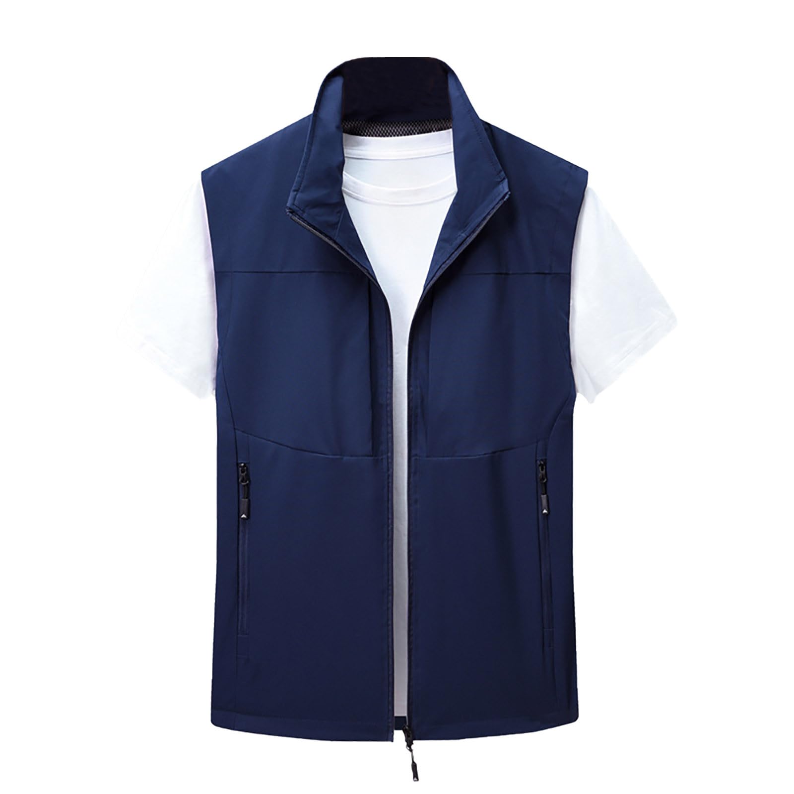 Chaleco ligero para hombre, chaleco sin mangas con cremallera y múltiples bolsillos funcionales, diseño de tela transpirable, resistente al viento y duradero, chaleco casual para viajes, senderismo y