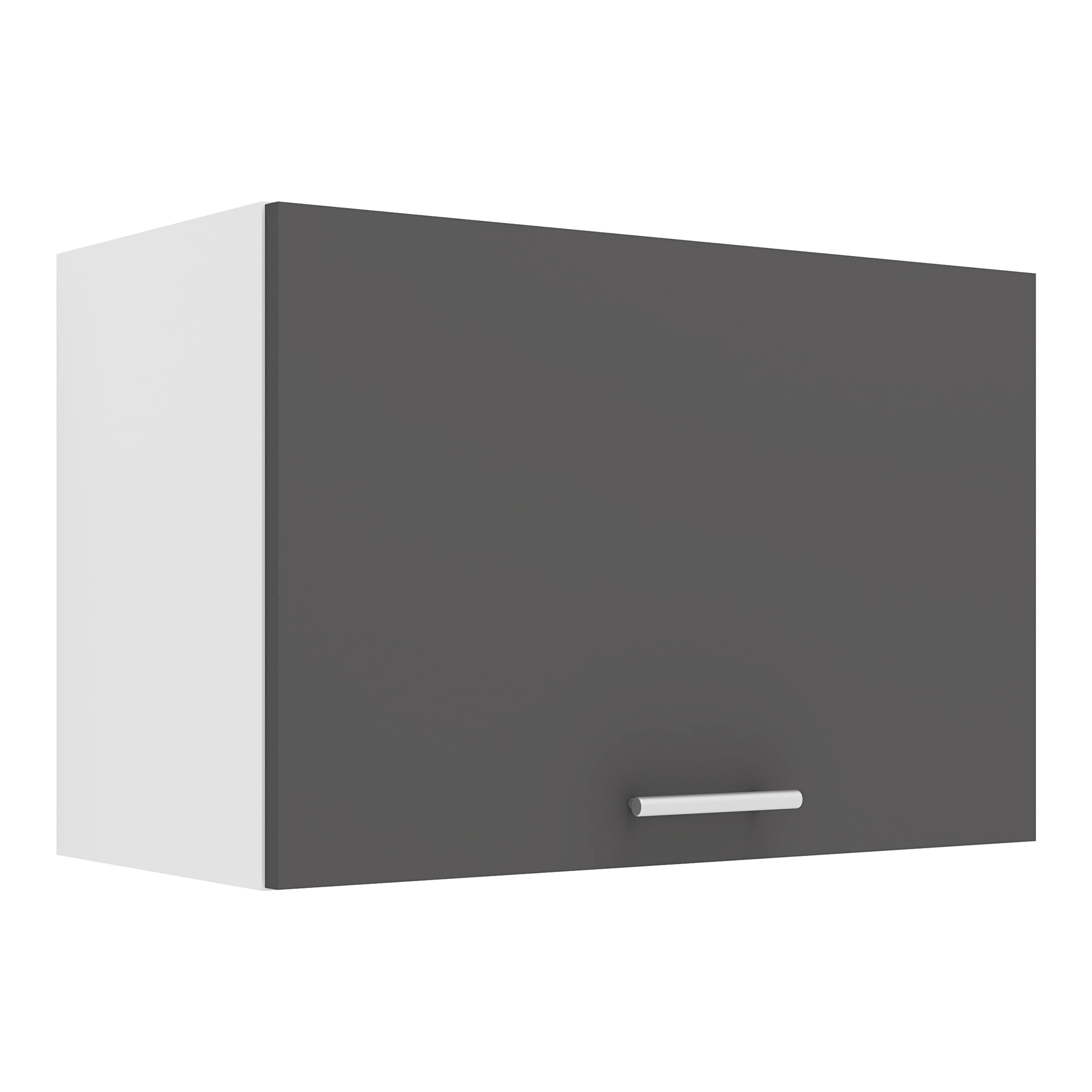 VCM Armoire Suspendue 1 Porte, Bois d'ingénierie, Blanc/Anthracite, Taille Unique