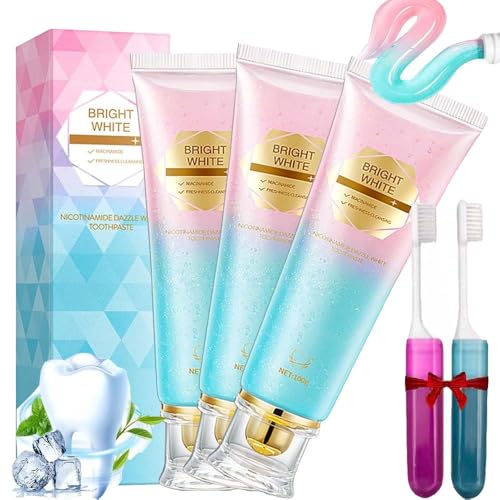Radiant Whitening Zahnpasta,Niacinamide Whitening Toothpaste,Zahnpasta FüR Tiefenreinigung,Zahnschmelzreparatur Und Intensive Aufhellung,Frischen Atem & Mundgeruch (Gleiche Größe, F22-3Pc)