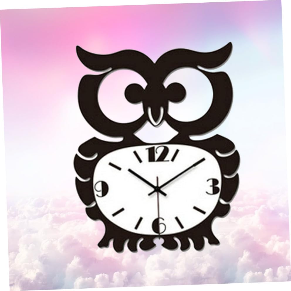 Horloge murale hibou acrylique noire et pendule décorative facile à installer
