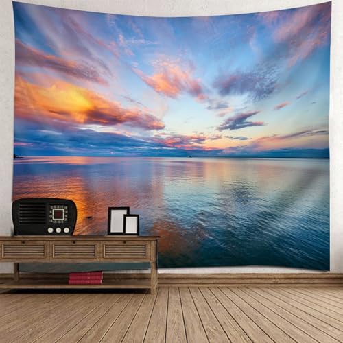 Tapisserie paysage lever du soleil et mer 210x140cm pour deco murale moderne