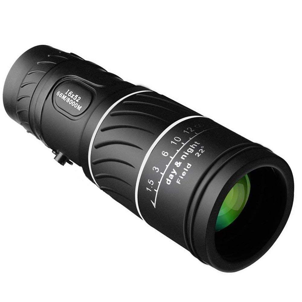 Telescopio monocular Alta Potencia 16x52, binoculares 66/8000 m, plástico Negro, para Exteriores y Deportes al Aire Libre.