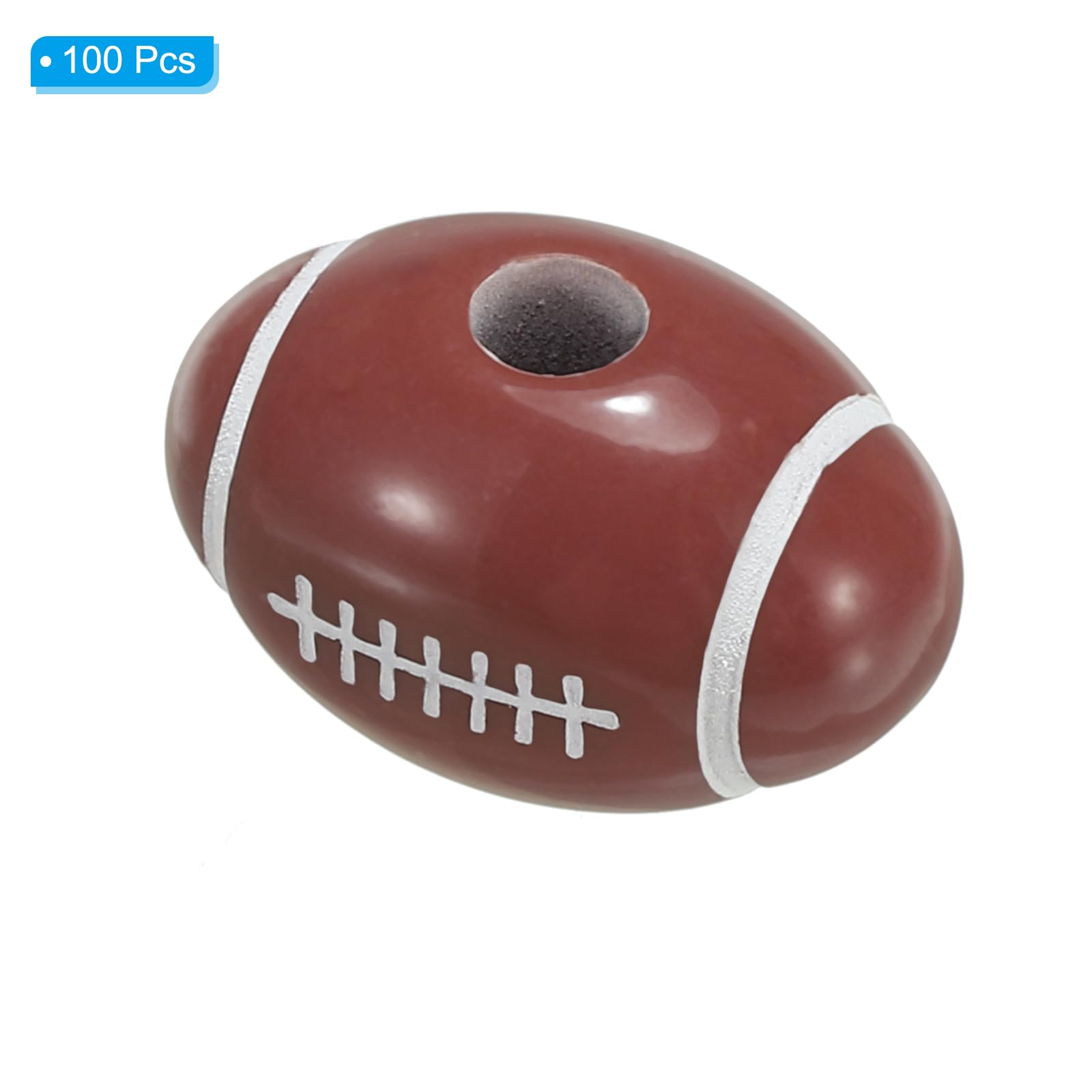 PATIKIL Sports Ball Beads, 100 Pcs Acrylic Rugby Beads Bulk Round Sports Spacer Beads for DIY Crafts Bracelet Necklace Making Brown - Image 3