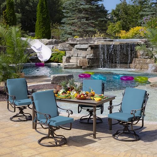 Image of Arden Outdoor Midback Chair Cushion, 18 x 16.5, Rain-Proof, Fade Resistant French Blue Texture