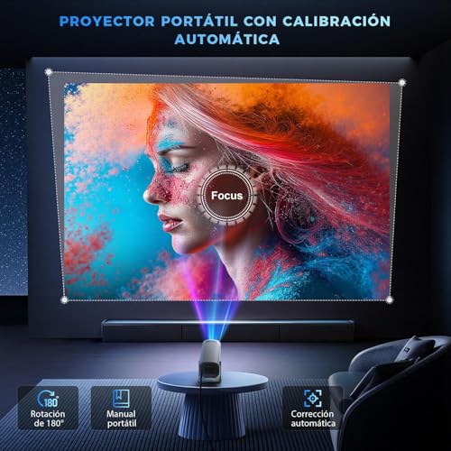 Image of NISOO Auto Keystone Mini Portable Projector, 4K /150 ANSI Smart Projector with WiFi 6, BT 5.4, 200 Inch Screen, Built-in Android Operating System 11.0, Compatible with iOS /Android /PC /PS4 /PS5 (White)