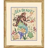 Dimensions Sea Beauty' Mermaid Cross Stitch Kit, 14 Count Natural Aida, 9' x 12'