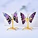 CHYIFSHIYM Natural Fluorite Butterfly Crystal Figurine – Hand-Carved Healing Crystal Angel Wing Sculpture with Golden Stand for Home Office Energy Décor
