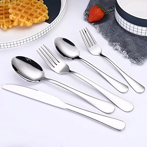 Image of Premium Daily Use Cutlery Stainless Steel Luxury Flatware Serving Dinner Spoon Fork Knife Reusable Mirror Finish for Home Kitchen Dining Table and Gifts (Set of 20, Silver)