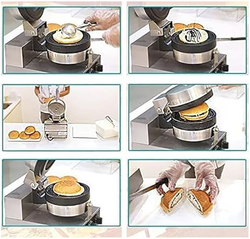 2024 Ice Cream Burger Maker & Waffle Press - Adjustable Time & Temperature, Non-Coated Sandwich Maker for Home & Commercial Use, Single Head Ice Cream Filling Waffle Maker