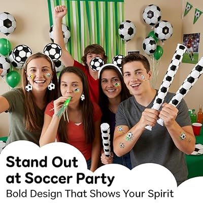 2026 World Soccer Cup Fan Cheering Kit for Women Adults Soccer Ball Accessories with Headband, Earrings, Temporary Tattoos, Thunder Sticks & Whistle, Patriotic Game Day Gear for Soccer Party Favors