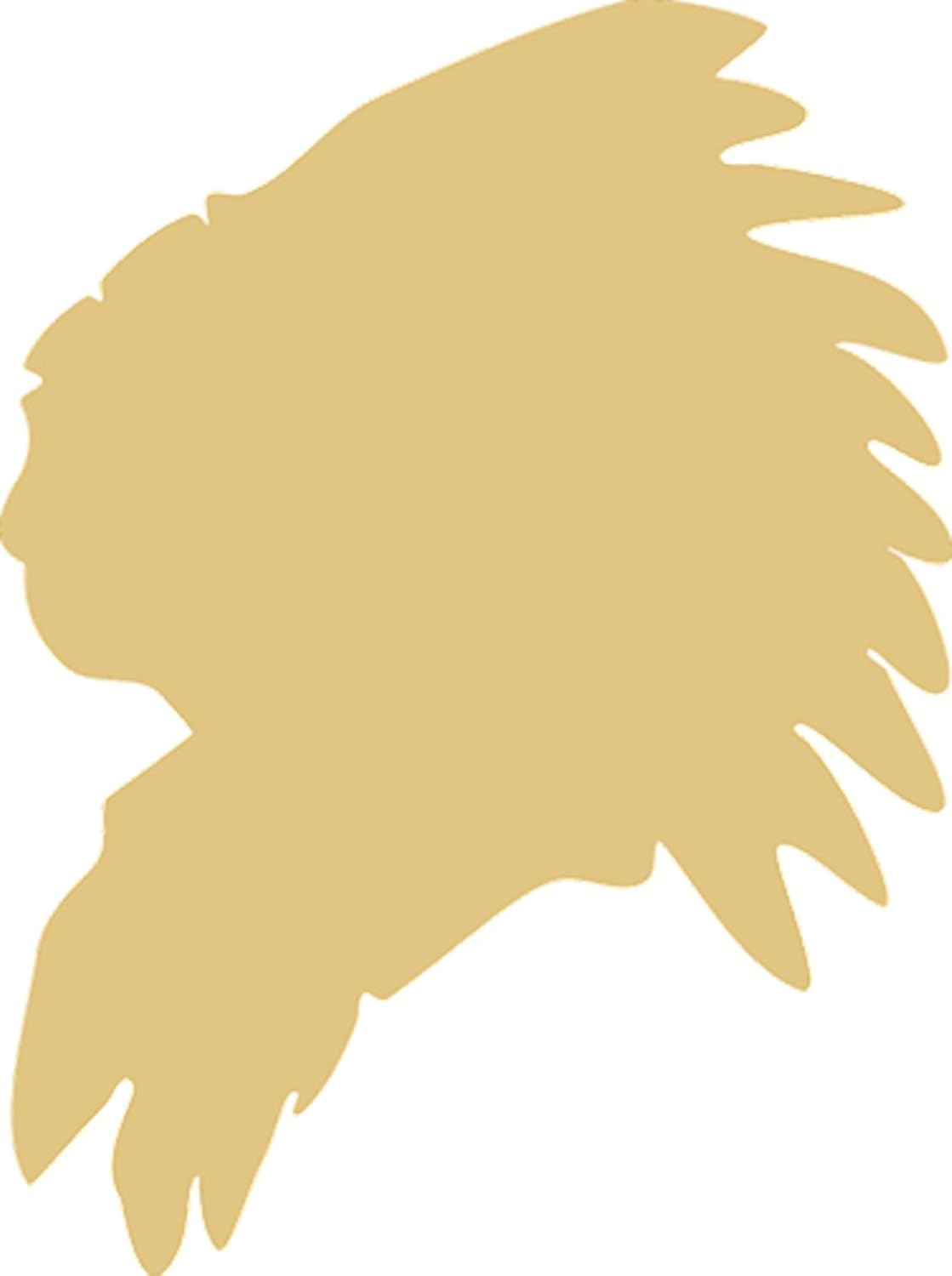 Indian Head Cutout Unfinished Wood Native American Tribe Navajo Cherokee People MDF Shape Canvas Style 2