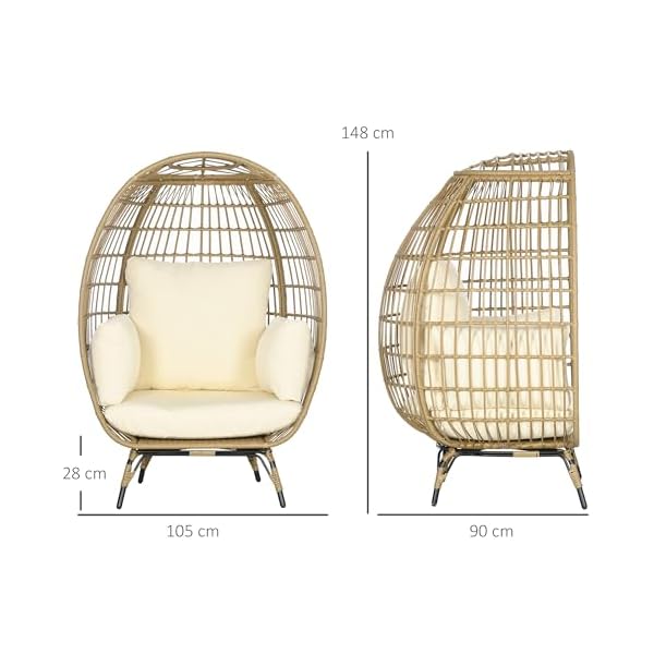 Outsunny Rattansessel in Korbform Khaki