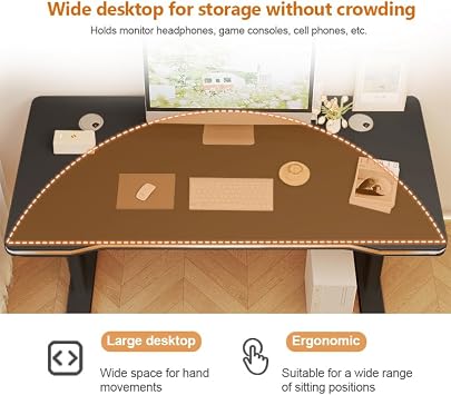 Modern Gaming Desk with T-Shaped Bracket, Computer Study Writing Table for Home Office,Wood Art PC Suitable Desks