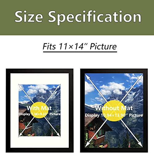 Ainahyva Picture Frames 11X14 Picture Frame Set Of 2, Made Of High Definition Plastic Glass For 8X10 With Mat Or 11X14 Without Mat, Table Top And Wall Mounting Decor, Pre-Installed Wall Mounting Hardware (Black) #TOP6